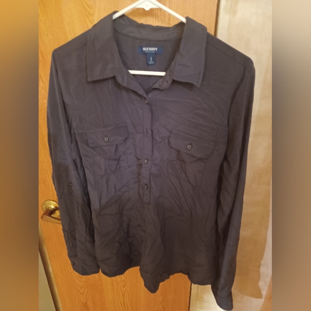 Grey Button Down Dress Shirt - Large